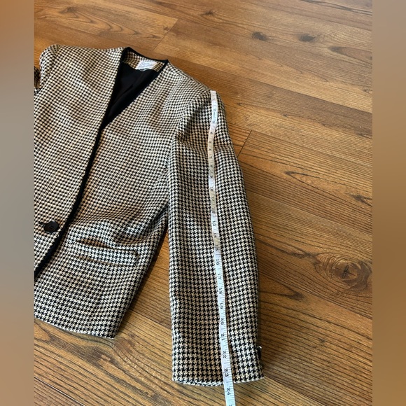Vintage black and tan houndstooth cropped blazer jacket - Picture 5 of 8